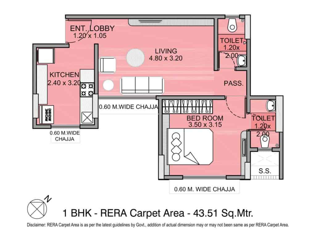 integrated kamal 1 bhk floor plan