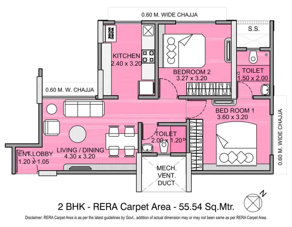 integrated kamal 2 bhk floor plan