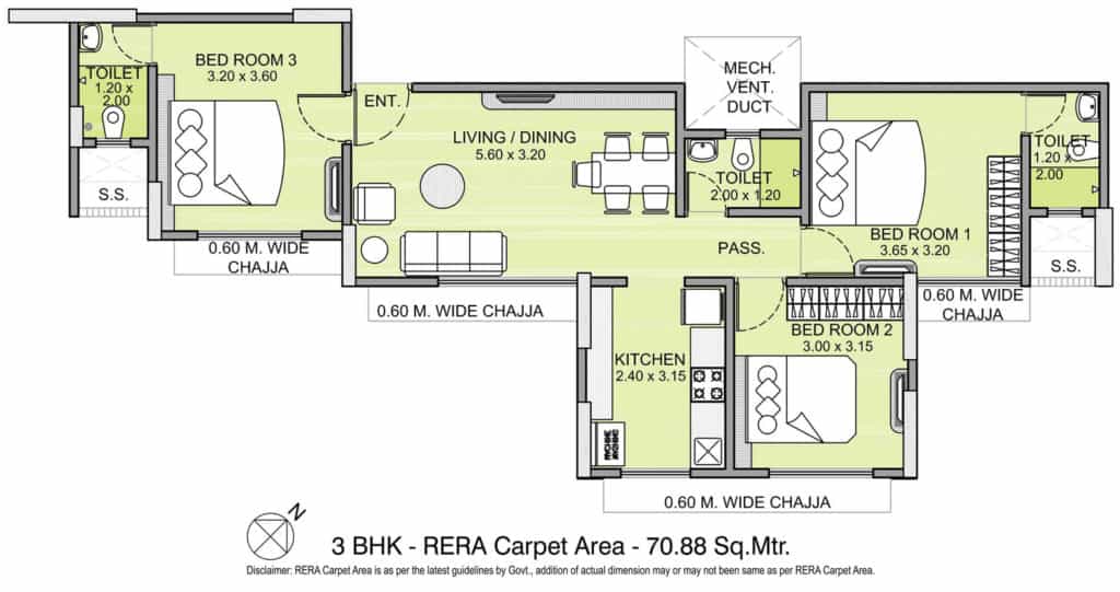 integrated kamal 3 bhk floor plan